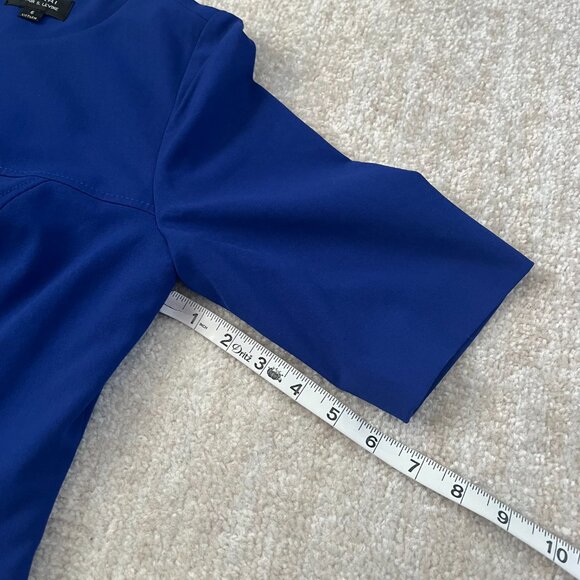 Tahari Arthur S Levine Blue Short Sleeve Work Midi Dress With Pockets 6 - Picture 9 of 11